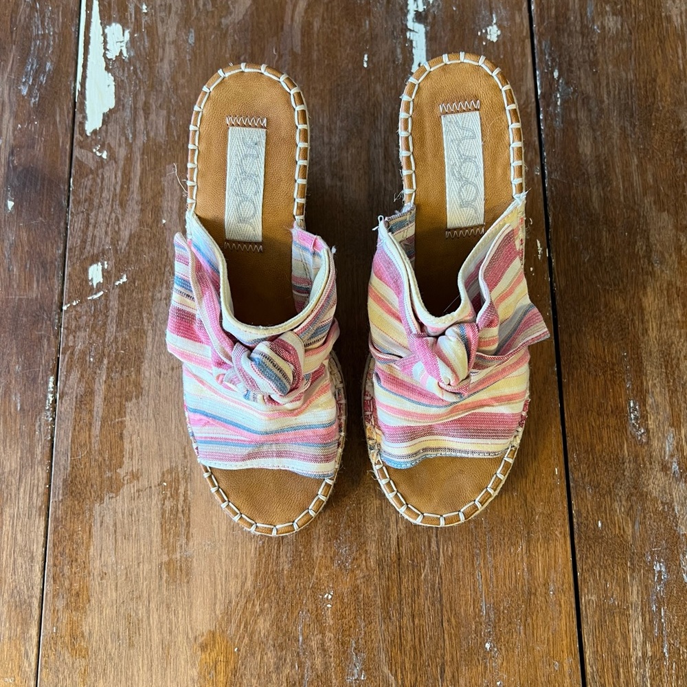 Sugar brand high heeled espadrilles style slide sandal. Size 8.5.